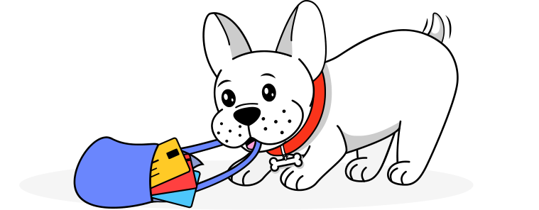 KeepCard mascot fetching a wallet full of loyalty cards