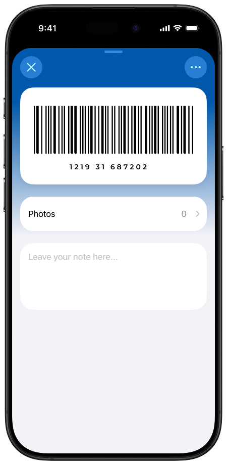 KeepCard fast checkout mode showing a large barcode ready for scanning